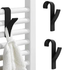 Σετ 2x άγκιστρα μπάνιου για καλοριφέρ σε μαύρο χρώμα για πετσέτες και ρούχα