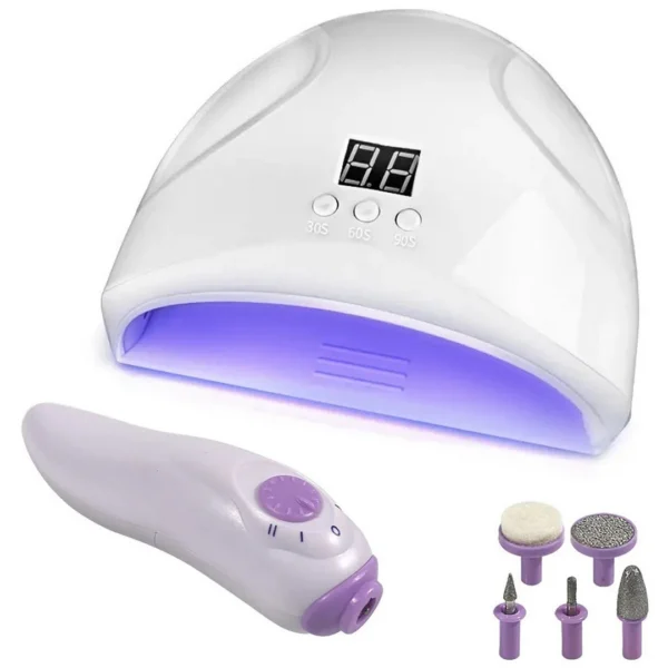 Σετ φουρνάκι UV/LED 12W με φρεζάκι νυχιών και εξαρτήματα σε λευκό χρώμα