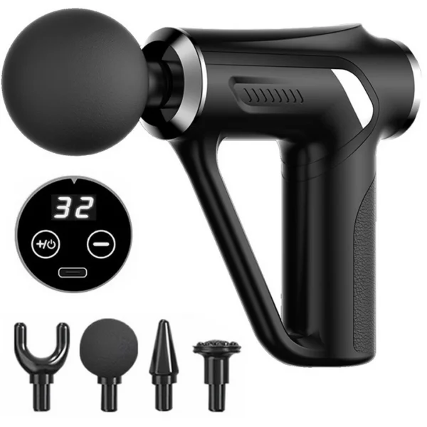 Massage gun για πλάτη και σώμα με 4 κεφαλές και 32 επίπεδα έντασης – ιδανικό για αποθεραπεία