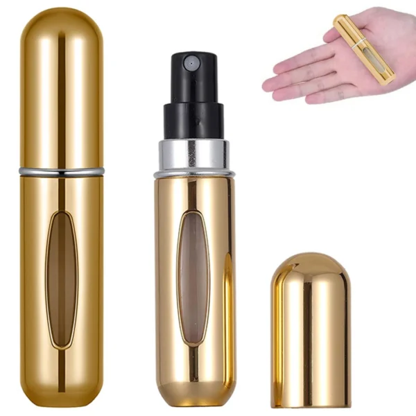 Χρυσός ατμοποιητής αρώματος 5ml, φορητός και επαναγεμιζόμενος, ιδανικός για ταξίδι και καθημερινή χρήση