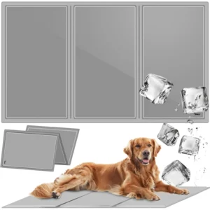 Γκρι χαλάκι ψύξης κατοικιδίων Purlov XXL 110x70cm  με τζελ  αναδιπλούμενο  δροσερό & άνετο για καλοκαιρινή χρήση