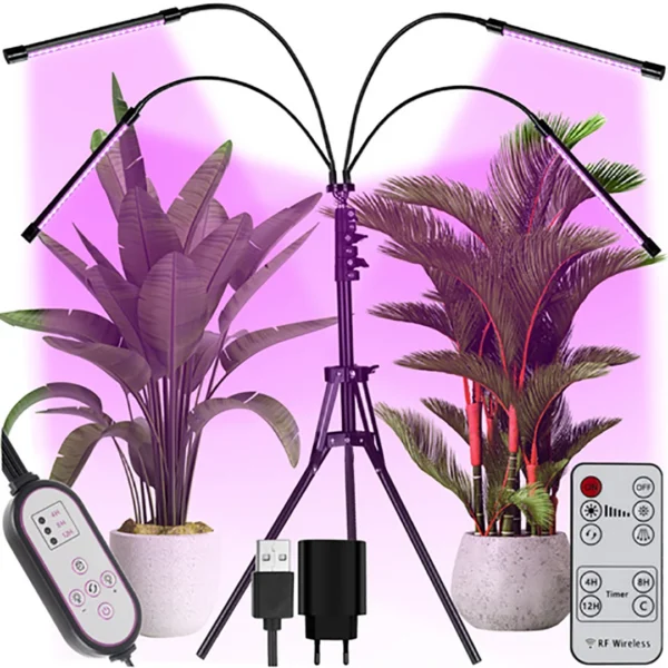 LED Grow Light 100W με 4 πάνελ  ρυθμιζόμενο ύψος & γωνία  USB  για φυτά  βότανα & θερμοκήπια  επιτραπέζιο