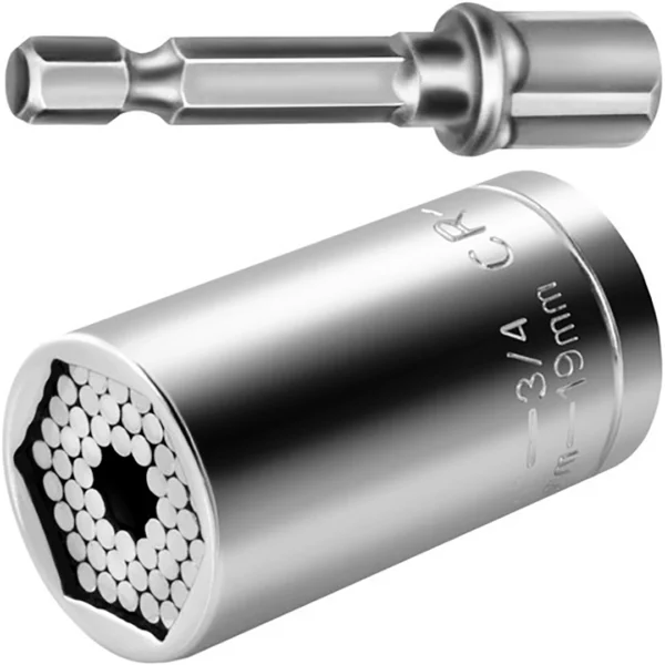 Πολυκαρυδάκι HEX 7-19mm από χάλυβα CR-V με αντάπτορα για κατσαβίδι ή τρυπάνι  κατάλληλο για βίδες διαφόρων σχημάτων