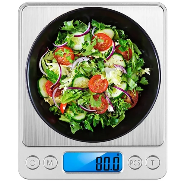 Ψηφιακή ζυγαριά κουζίνας 0.01g/0.5kg  ασημί  με LCD  μπολ & λειτουργία tare  για τρόφιμα  κοσμήματα & μικροαντικείμενα
