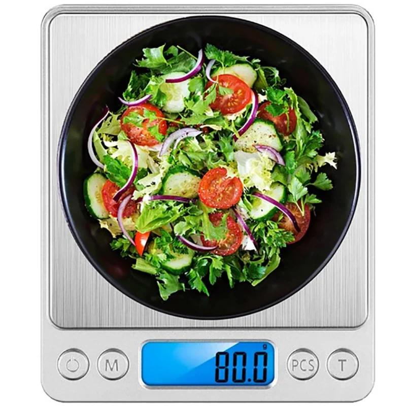 Ψηφιακή ζυγαριά κουζίνας 0.01g/0.5kg  ασημί  με LCD  μπολ & λειτουργία tare  για τρόφιμα  κοσμήματα & μικροαντικείμενα