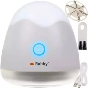 Ruhhy αποχνουδωτής 2 σε 1  λευκός  με λάμπα LED  6 λεπίδες & USB φόρτιση  επαναφορτιζόμενος 800mAh