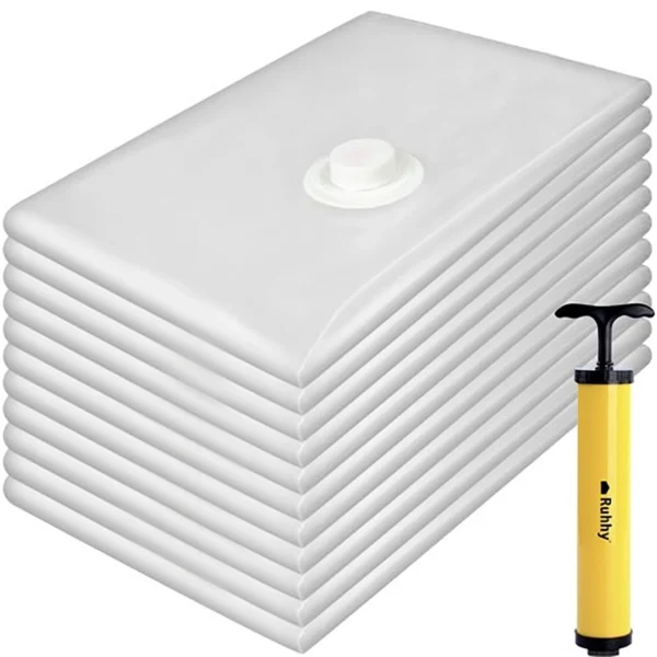 Ruhhy σετ 10 σακούλες vacuum 50x70cm με χειροκίνητη αντλία για εξοικονόμηση χώρου και προστασία ρούχων
