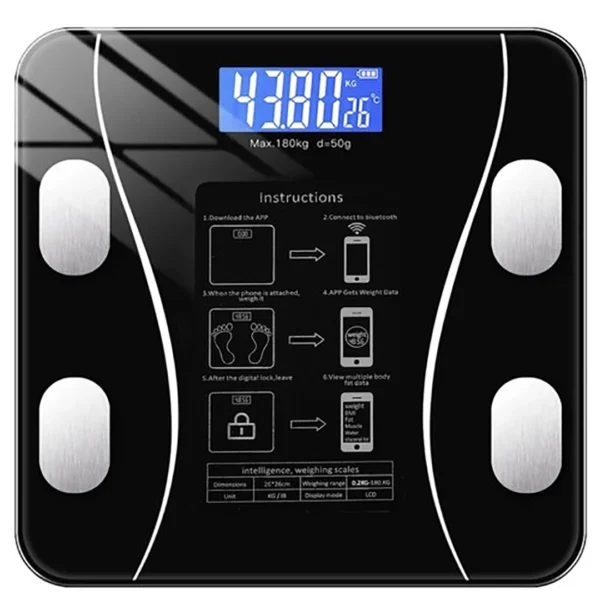 Ruhhy smart ζυγαριά μπάνιου με λιπομετρητή & Bluetooth  μαύρη  180kg  μετρά 8 παραμέτρους & συνδέεται με εφαρμογή