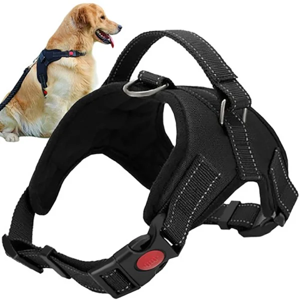 Σαμαράκι σκύλου Purlov Medium μαύρο  52-64cm  χωρίς πίεση  με ανακλαστικά & λαβή  για ασφαλείς & άνετες βόλτες