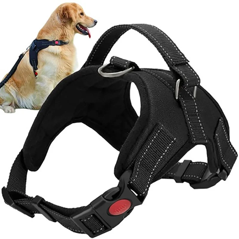 Σαμαράκι σκύλου Purlov Medium μαύρο  52-64cm  χωρίς πίεση  με ανακλαστικά & λαβή  για ασφαλείς & άνετες βόλτες