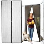 Μαύρη μαγνητική σίτα πόρτας 220x100cm  με Velcro & δυνατότητα κοπής  για προστασία από έντομα & ελεύθερη ροή αέρα