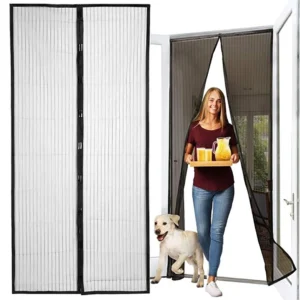 Μαύρη μαγνητική σίτα πόρτας 220x100cm  με Velcro & δυνατότητα κοπής  για προστασία από έντομα & ελεύθερη ροή αέρα