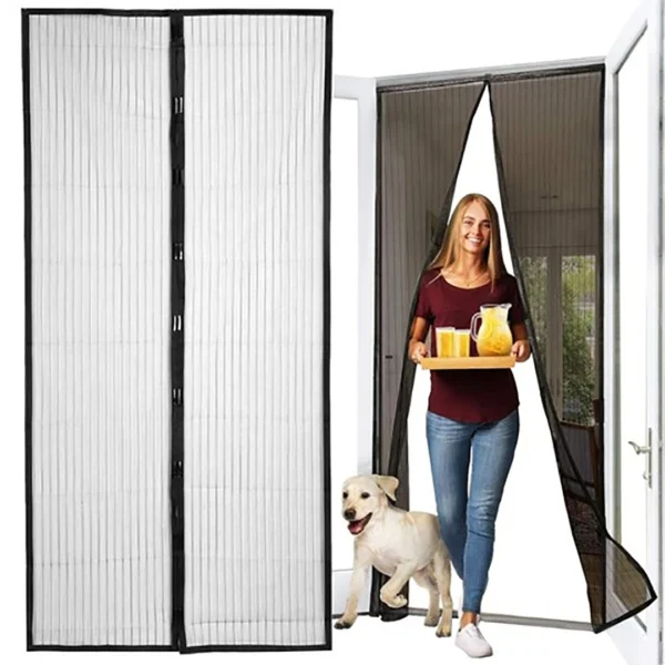 Μαύρη μαγνητική σίτα πόρτας 220x100cm  με Velcro & δυνατότητα κοπής  για προστασία από έντομα & ελεύθερη ροή αέρα