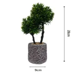 Τεχνητό bonsai με πράσινο φύλλωμα σε ανάγλυφη μωβ-γκρι γλάστρα τύπου πέτρας – zen διακόσμηση για εσωτερικό χώρο χωρίς φροντίδα
