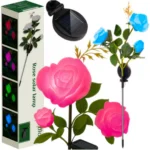 Ηλιακή λάμπα τριαντάφυλλο Gardlov με 3 LED λουλούδια πολύχρωμα για κήπο
