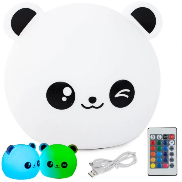 Παιδικό φωτιστικό Panda LED RGB – σιλικόνης με USB και τηλεχειριστήριο