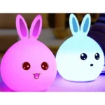 Παιδικό LED φωτιστικό λαγουδάκι αφής RGB – σιλικονούχο και επαναφορτιζόμενο με USB