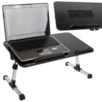 Πτυσσόμενο τραπεζάκι laptop με ανεμιστήρα ψύξης USB και ρυθμιζόμενο ύψος σε ασημί-μαύρο χρώμα