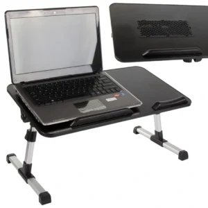 Πτυσσόμενο τραπεζάκι laptop με ανεμιστήρα ψύξης USB και ρυθμιζόμενο ύψος σε ασημί-μαύρο χρώμα