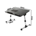 Πτυσσόμενο τραπεζάκι laptop με ανεμιστήρα ψύξης USB και ρυθμιζόμενο ύψος σε ασημί-μαύρο χρώμα