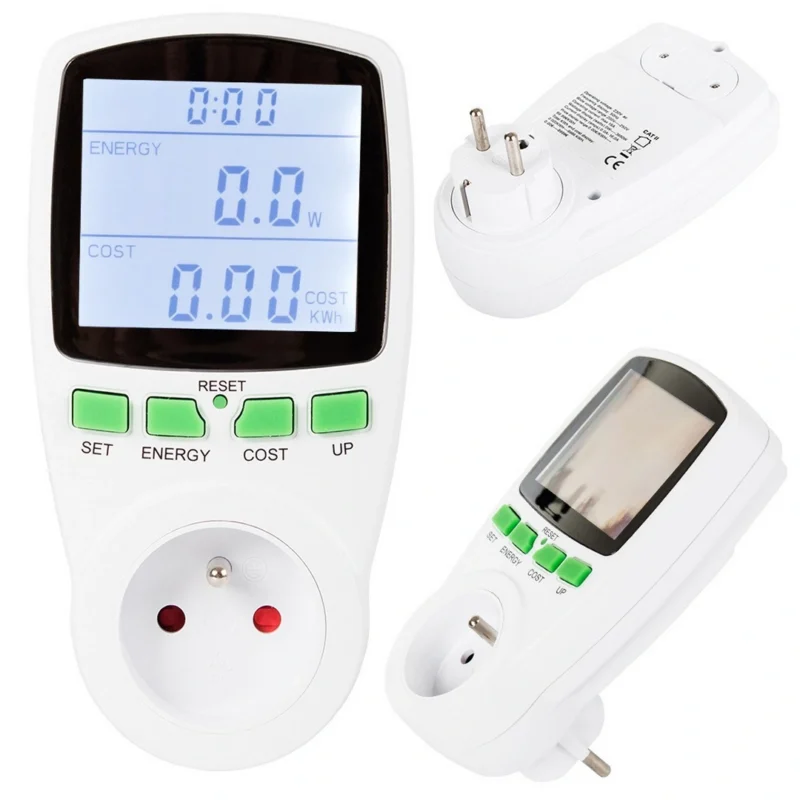 Wattmeter μετρητής κατανάλωσης ρεύματος με φωτιζόμενη οθόνη LED
