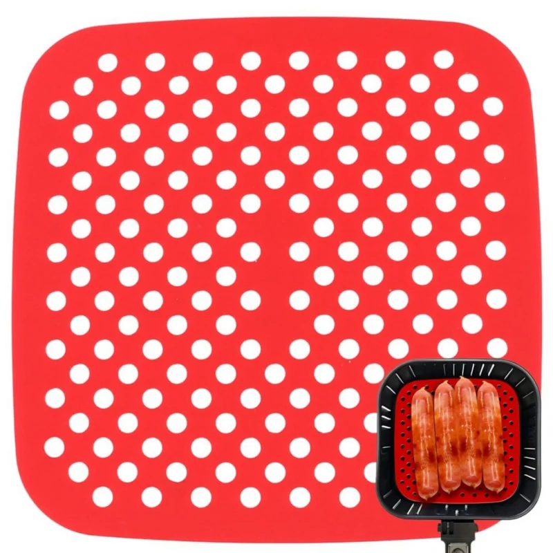 Σιλικονούχο εξάρτημα Air Fryer 21x21cm σε κόκκινο ή μαύρο χρώμα