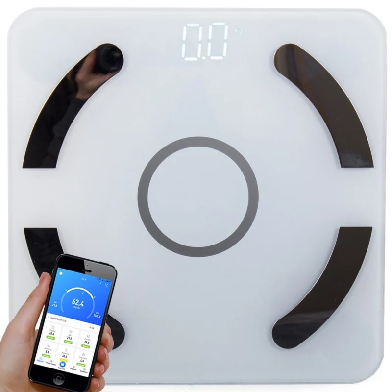 Αναλυτική Ζυγαριά Μπάνιου Bluetooth 180kg γυάλινη με οθόνη LCD