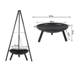 Εστία κήπου με τρίποδα και κρεμαστή σχάρα BBQ 58cm για εξωτερικούς χώρους