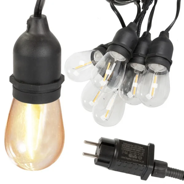 Γιρλάντα φωτισμού εξωτερικού χώρου 10m με 10 LED λαμπτήρες E27 σε θερμό λευκό φως