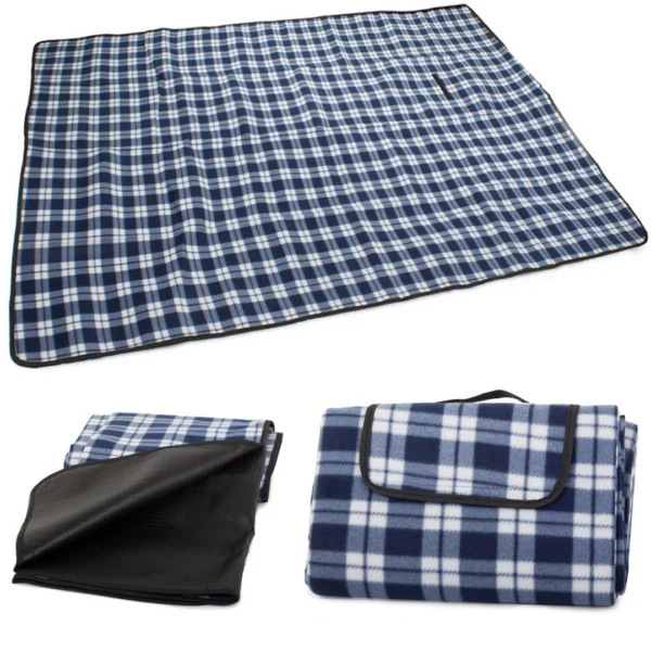 Κουβέρτα Πικνίκ Biwake 150x200cm μπλε με αδιάβροχο πάτο και χερούλι μεταφοράς
