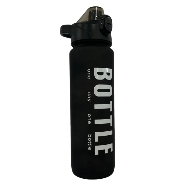 Παγούρι νερού 1000ml μαύρο με επιγραφή One Day One Bottle και flip-top καπάκι