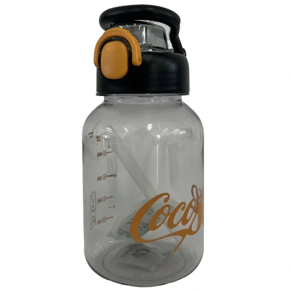 Παγούρι νερού 750ml με καλαμάκι και καπάκι ασφαλείας σε μαύρο και πορτοκαλί χρώμα