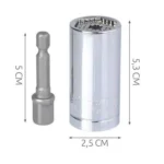 Πολυκαρυδάκι HEX 7-19mm από χάλυβα CR-V με αντάπτορα για κατσαβίδι ή τρυπάνι  κατάλληλο για βίδες διαφόρων σχημάτων