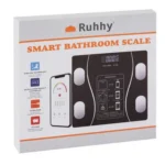 Ruhhy smart ζυγαριά μπάνιου με λιπομετρητή & Bluetooth  μαύρη  180kg  μετρά 8 παραμέτρους & συνδέεται με εφαρμογή