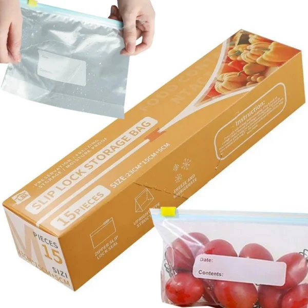 Σακουλάκια τροφίμων zip-lock 1200ml σε σετ 15 τεμαχίων – επαναχρησιμοποιούμενα και αεροστεγή