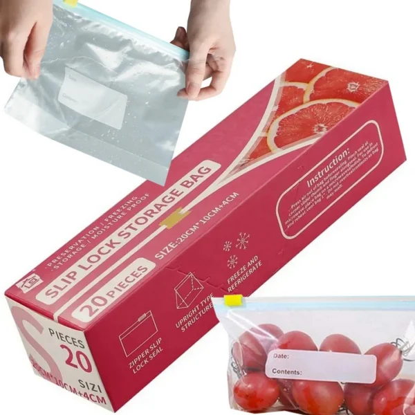 Σακουλάκια τροφίμων zip-lock 600ml – σετ 20 τεμαχίων