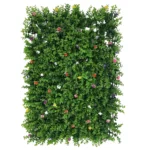 Συνθετική φυλλωσιά πάνελ 60x40cm με πολύχρωμα λουλουδάκια για τοίχο, ιδανική για διακόσμηση εσωτερικού και εξωτερικού χώρου