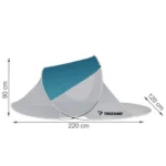 Πτυσσόμενη τέντα παραλίας POP-UP 220x120x90εκ. τιρκουάζ-γκρι με θήκη και πασσαλάκια