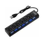 USB hub 7 θυρών 2.0 μαύρο με διακόπτες ON/OFF και καλώδιο σύνδεσης