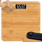 Ηλεκτρονική ζυγαριά μπάνιου bamboo 180kg με LCD οθόνη και θερμόμετρο