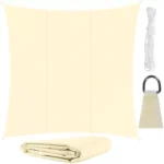 Εκρού τετράγωνο πανί σκίασης Gardlov 3.6x3.6m SUN SAIL SQUARE με κρίκους σε εξωτερικό χώρο