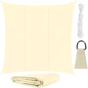 Εκρού τετράγωνο πανί σκίασης Gardlov 3.6x3.6m SUN SAIL SQUARE με κρίκους σε εξωτερικό χώρο