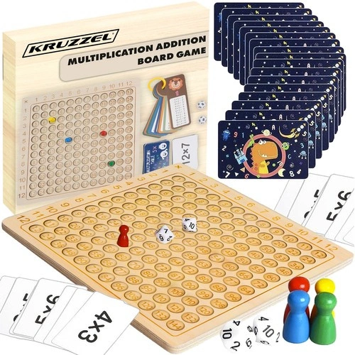 Kruzzel Πίνακας Πολλαπλασιασμού 12x12 με ξύλινα πιόνια