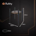 Ruhhy Μεταλλική Βάση για Φυτά Δαπέδου Loft 41cm Μαύρη με Ξύλινη Επιφάνεια