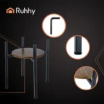 Ruhhy Μεταλλική Βάση για Φυτά Δαπέδου Loft 41cm Μαύρη με Ξύλινη Επιφάνεια