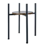 Ruhhy Μεταλλική Βάση για Φυτά Δαπέδου Loft 41cm Μαύρη με Ξύλινη Επιφάνεια
