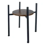 Ruhhy Μεταλλική Βάση για Φυτά Δαπέδου Loft 41cm Μαύρη με Ξύλινη Επιφάνεια