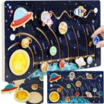 Ξύλινο εκπαιδευτικό παζλ "Ηλιακό Σύστημα" MONTESSORI με κινούμενους πλανήτες