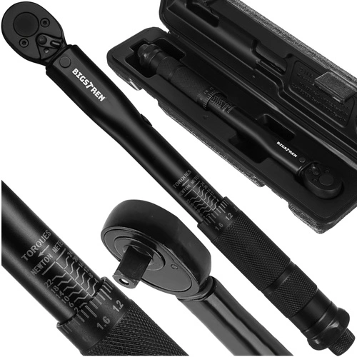 Μαύρο δυναμόκλειδο Bigstren 1/4" με ροπή 2-24 Nm μέσα στην προστατευτική θήκη του.