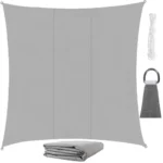 Γκρι τετράγωνο πανί σκίασης Gardlov 3.6x3.6m SUN SAIL SQUARE με κρίκους σε εξωτερικό χώρο